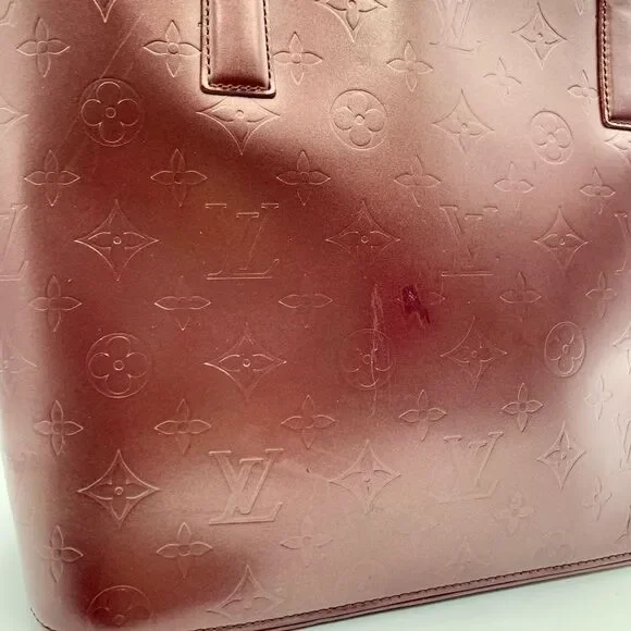 Auth Louis Vuitton Stockton Violette Embossed Monogram Matte Leather Tote Bag - Picture 10 of 16